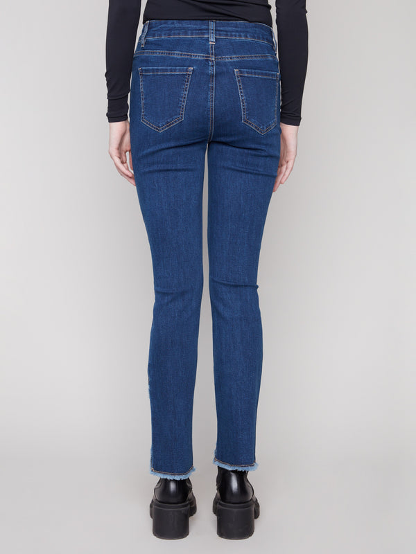 Experience the perfect blend of fashion and function with these indigo bootcut jeans in premium stretch denim by Charlie B.