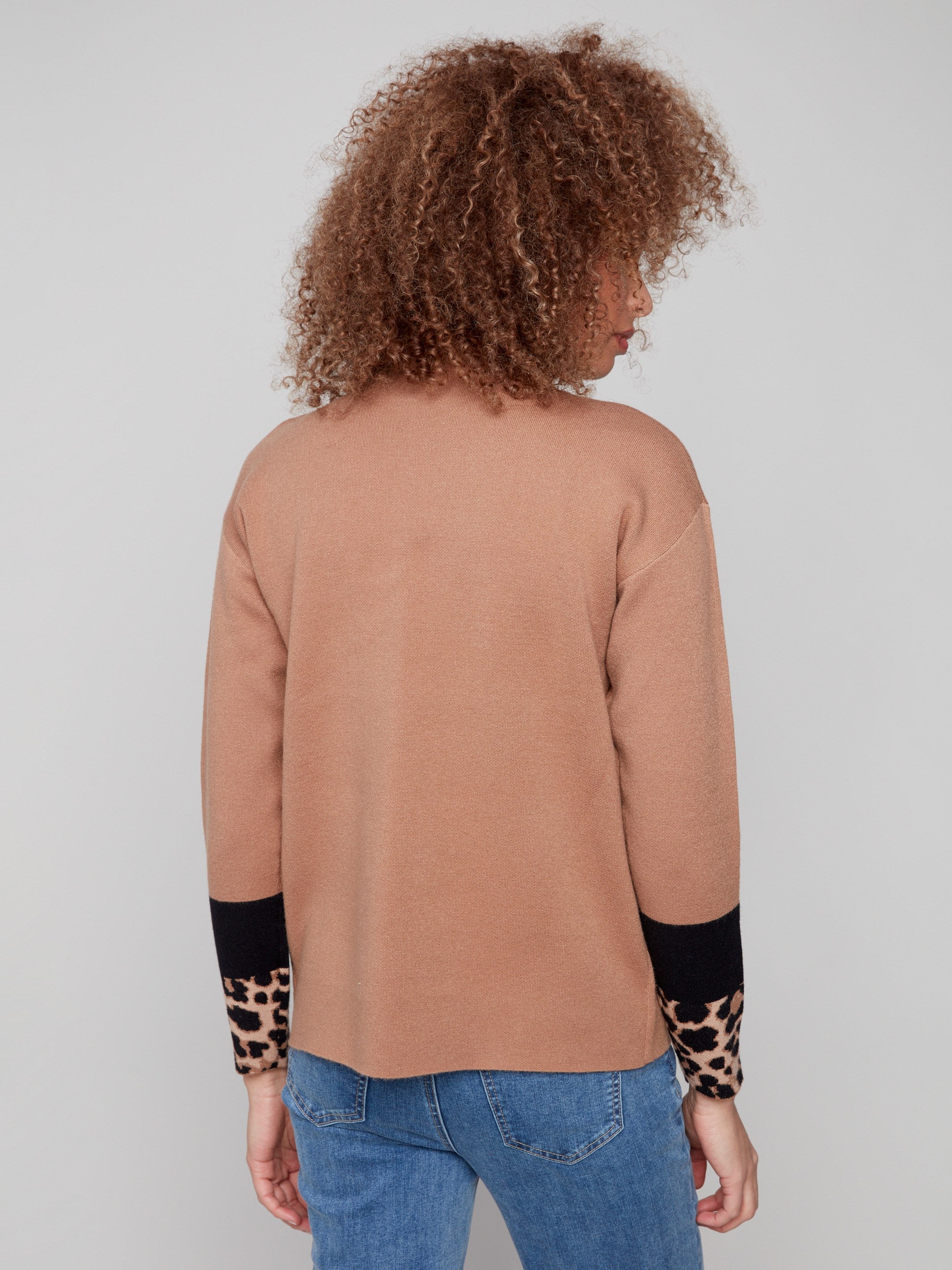 Elegant brown sweater in regular fit, highlighted with unique sleeve details by Charlie B.