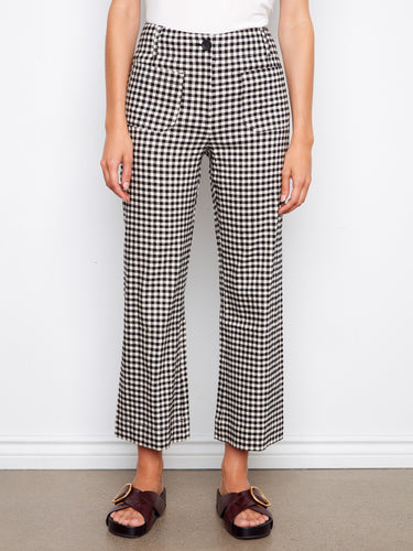 These black and white gingham pants have a regular rise, ideal for everyday wear by Charlie B.