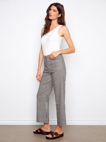 Cropped gingham pants with stylish patch pockets for added flair by Charlie B.