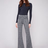 Charcoal glen plaid pants with a mid-rise waist, crafted for comfort and elegance by Charlie B.