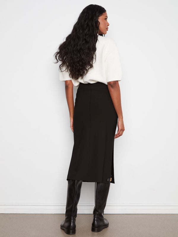 Crepe Skirt With Patch Pockets - Black