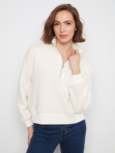 Soft fleece fabric enhances the cozy feel of this sweater, perfect for chilly days by Charlie B.