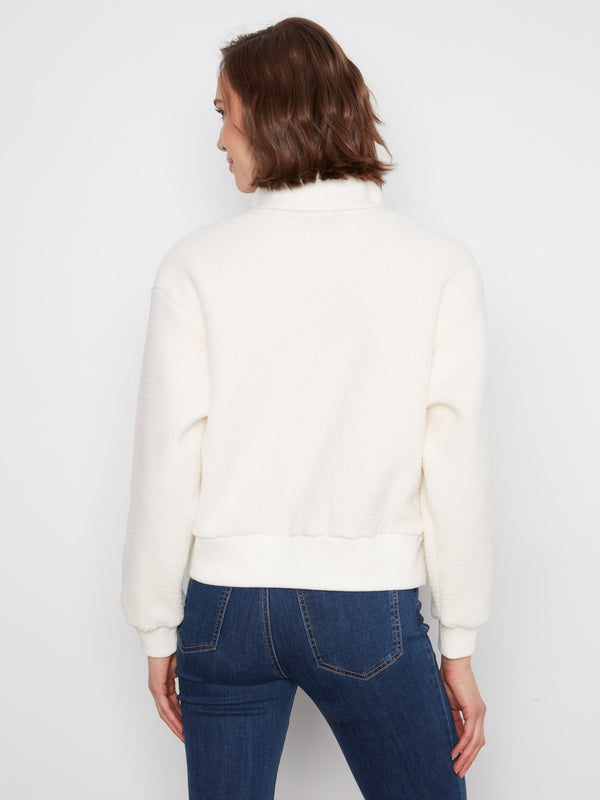 Half-Zip Fleece Pullover - Ecru