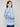 Heart-patterned blue and white sweater designed with comfortable raglan sleeves by Charlie B.