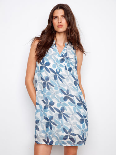 This knee-length dress flaunts a chic half-button design, combining style and comfort effortlessly by Charlie B.