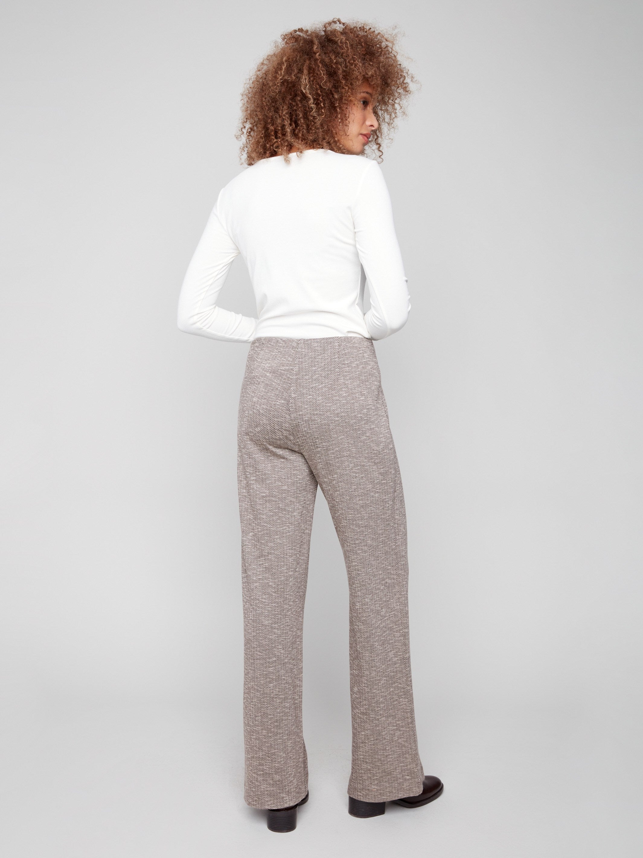 Chic wide-leg mocha pants with long length, providing both elegance and versatility by Charlie B.