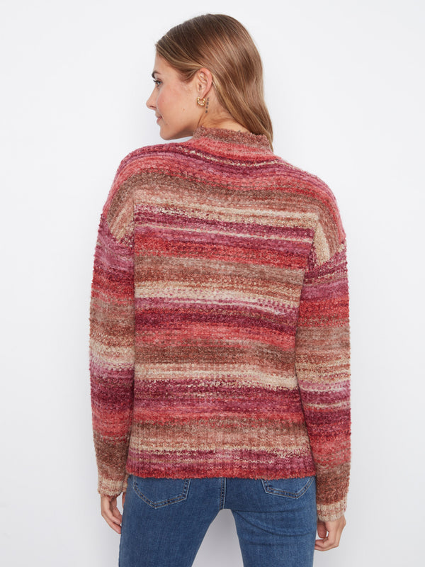 High-Low Mock Neck Sweater - Mulberry