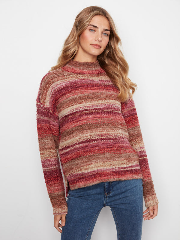 High-Low Mock Neck Sweater - Mulberry
