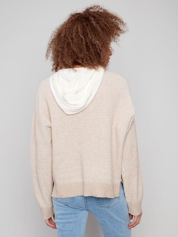Elegant long-sleeve hoodie with subtle hem slit, ideal for layering in cooler weather by Charlie B.