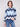 Elegant blue chevron sweater with unique bell sleeves adds flair to your wardrobe by Charlie B.