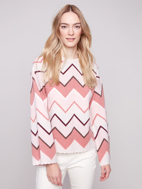 Chic ice cream sweater with fashionable bell sleeves, adding flair to your everyday wardrobe by Charlie B.
