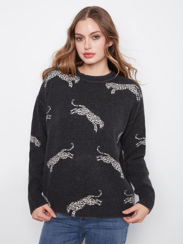 Jacquard Crew Neck Sweater - Wildcat