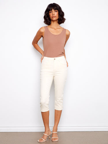 Crafted from stretch twill, these pants provide ease of movement while maintaining their shape by Charlie B.