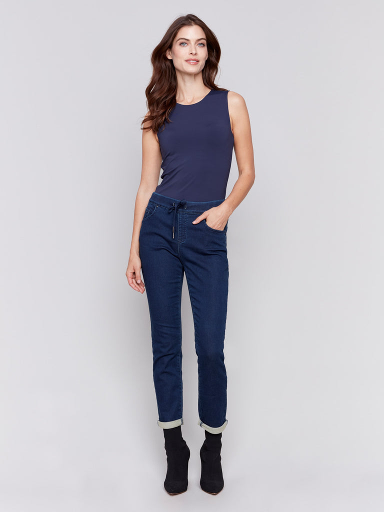 Charlie B • Knit Denim Wide Leg Jogger Pants main image 0