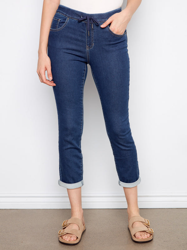 Knit Denim Jogger Pants - Indigo