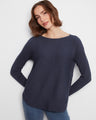Heather moss sweater with stylish front pockets and a rounded hem, perfect for cozy days by Charlie B.