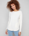 Ecru knit sweater featuring a stylish boat neck and round hem, perfect for any occasion by Charlie B.