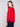 Stylish rounded hem on this crimson knit sweater creates a flattering silhouette for all body types by Charlie B.