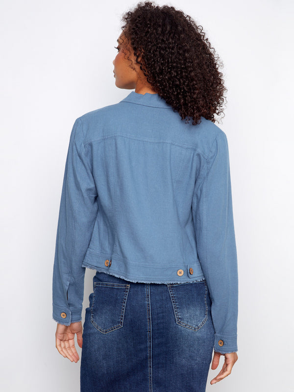 Designed with attention to detail, the back view showcases the unique texture and quality of the fabric used by Charlie B.