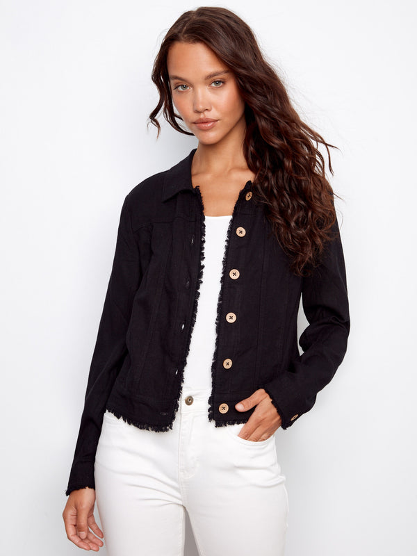 This stylish jacket features a short length, ideal for casual outings and layering over your favorite tops. By Charlie B.
