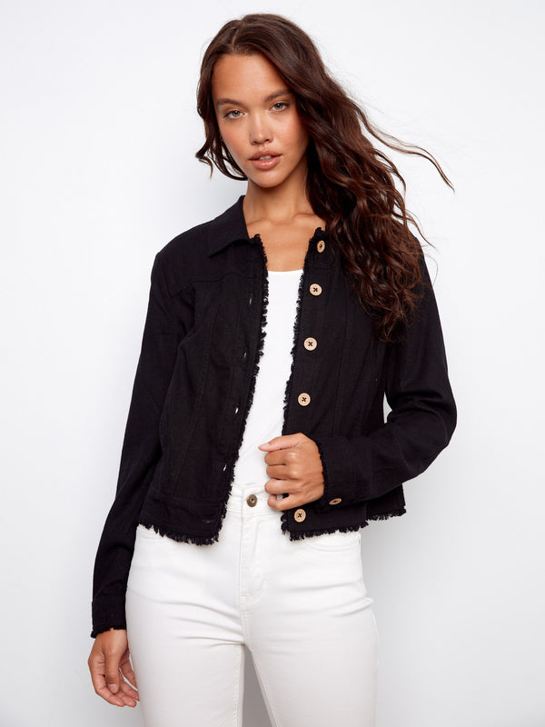 Linen Blend Jacket - Black