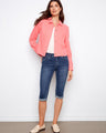 Elegant pink jacket featuring classic front button closure, ideal for versatile styling options. By Charlie B.