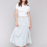 Maxi length skirt with floral print and elastic waistband by Charlie B.