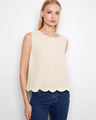 Fog-colored sleeveless top featuring a loose fit and scalloped edges, perfect for casual wear by Charlie B.