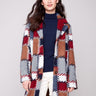 Crochet coat with tailored collar in a vivid plaid design, adding a touch of elegance to any outfit by Charlie B.