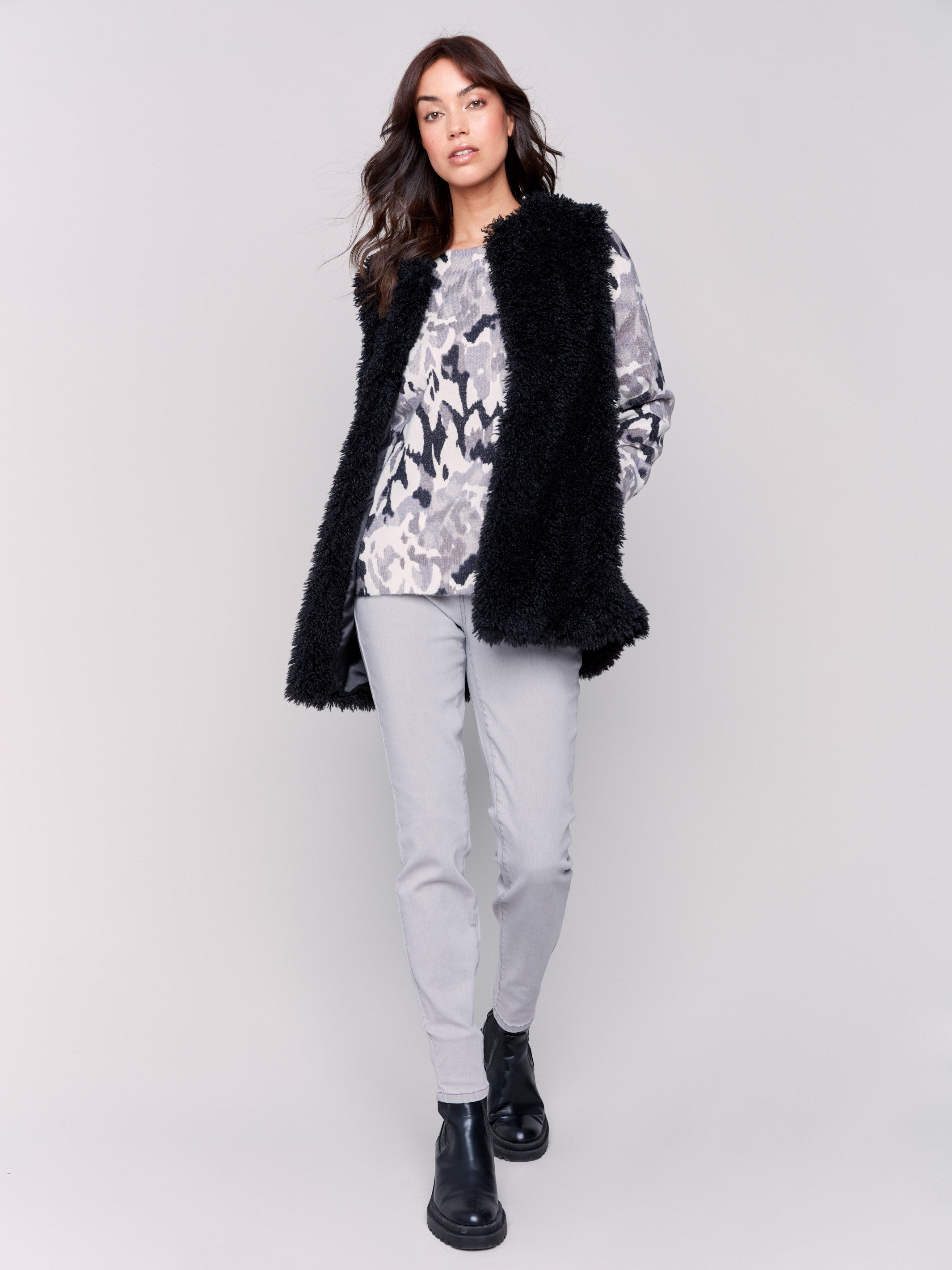 Faux fur long vests deals