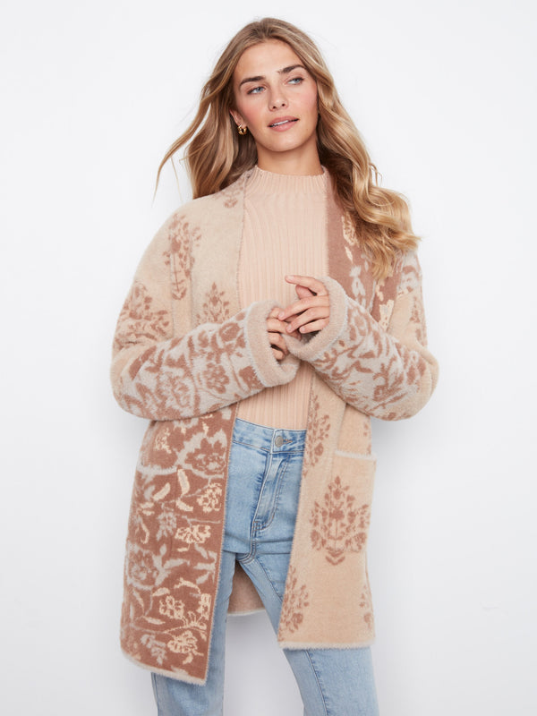 Long Jacquard Knit Cardigan - Rosie