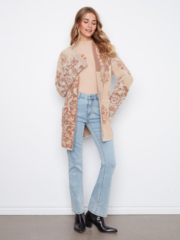 Long Jacquard Knit Cardigan - Rosie
