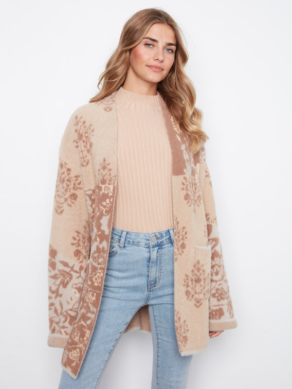 Long Jacquard Knit Cardigan - Rosie