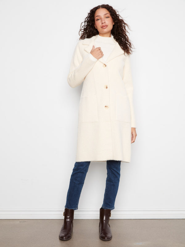 Long Knit Coatigan - Ecru
