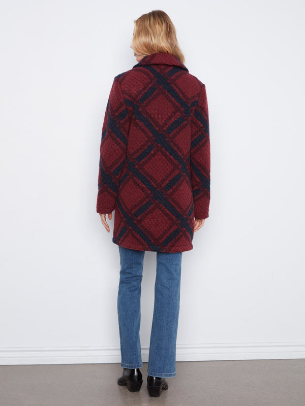 Long Plaid Bouclé Knit Jacket - Latice