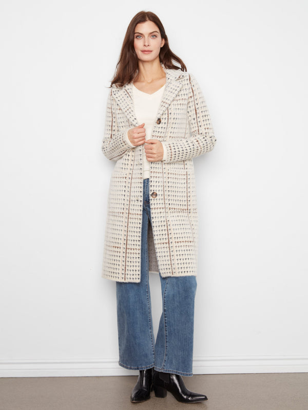 Long Plaid Knit Coatigan - Aberdeen