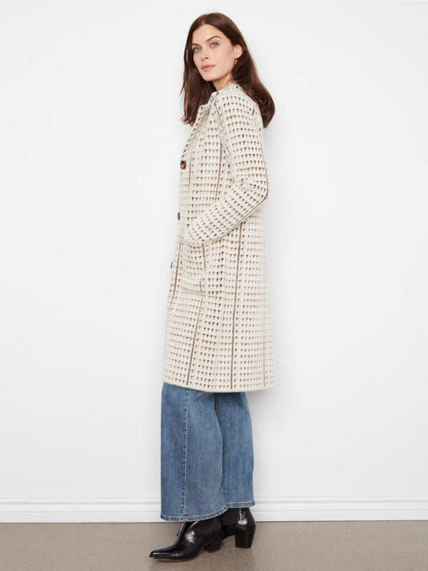Long Plaid Knit Coatigan - Aberdeen