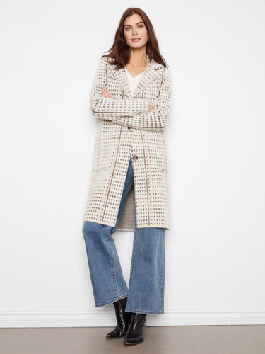 Classic plaid knit coatigan showcasing a tailored silhouette that enhances any outfit by Charlie B.