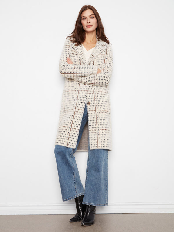 Long Plaid Knit Coatigan - Aberdeen