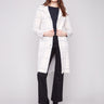 Ivory plaid coatigan featuring a stylish button front closure, perfect for layering in cooler weather by Charlie B.