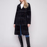 Elegant plaid coatigan featuring a button front closure and mocha hues, perfect for layering in style by Charlie B.