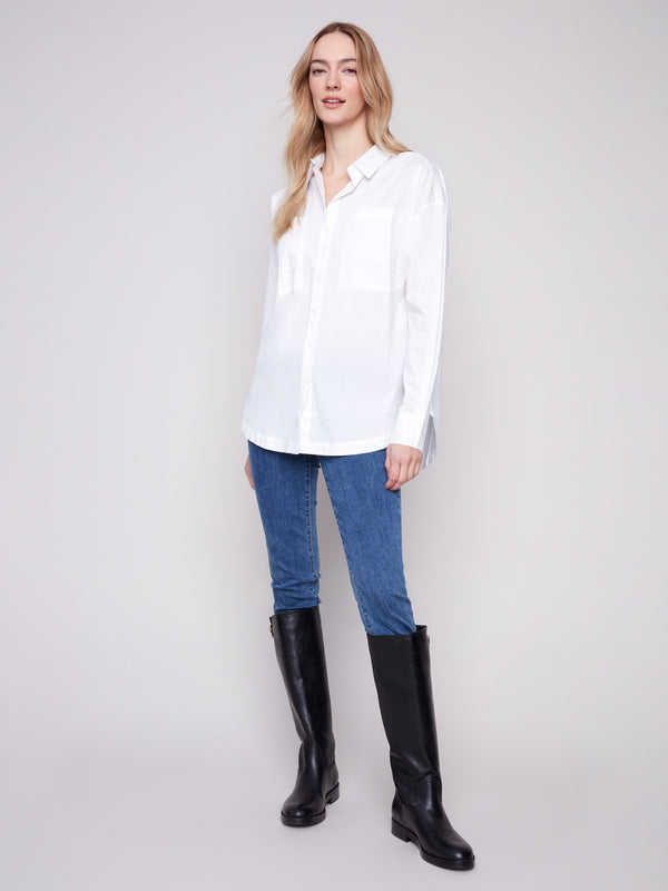Elegant white shirt with a classic shirt collar, offering both comfort and sophistication by Charlie B.