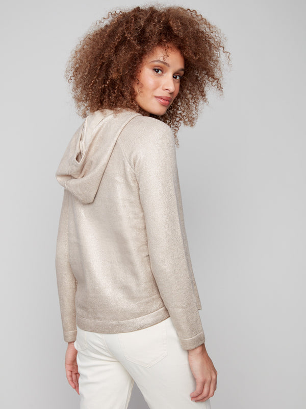 Stylish raglan sleeves enhance the casual yet refined look of this champagne hoodie sweater by Charlie B.