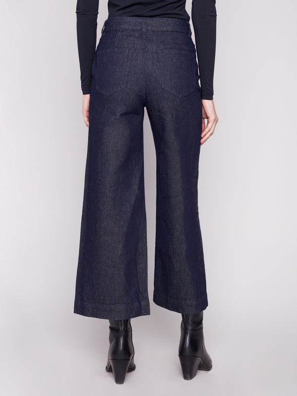 Regular rise blue black jeans with a comfortable stretch denim fabric for everyday wear by Charlie B.