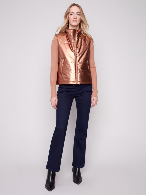 Stylish copper vest with an adjustable hem string for a perfect fit by Charlie B.
