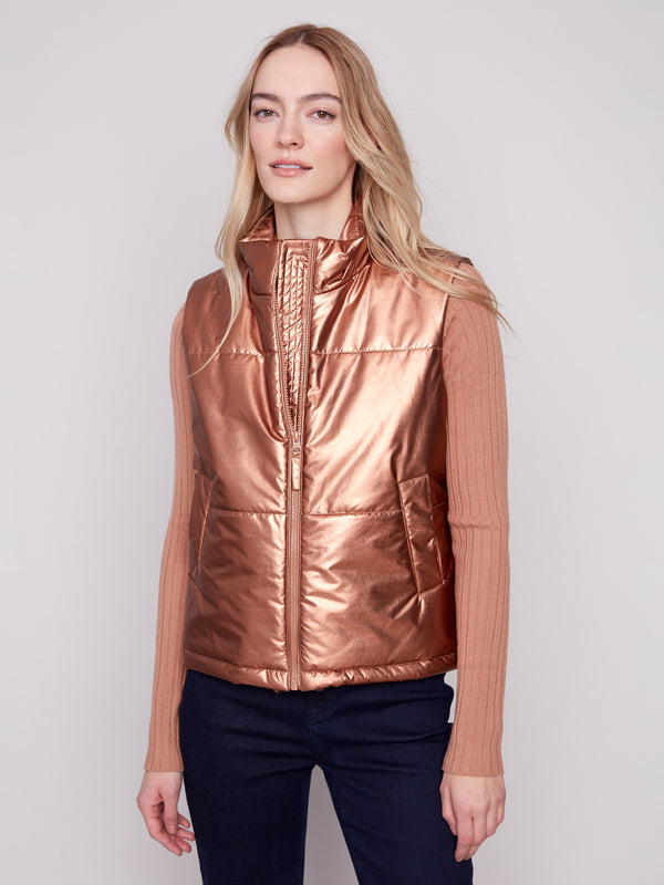 Trendy copper vest, complete with an adjustable hem string detail by Charlie B.