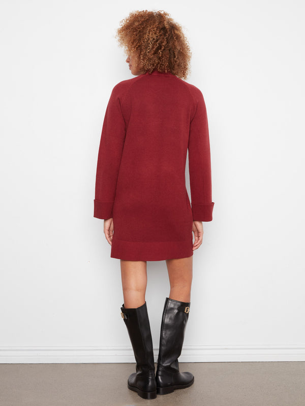 Mock Neck Sweater Dress - Merlot