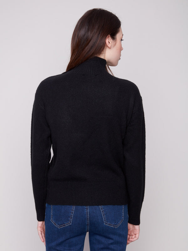 Cozy wool blend black sweater with a refined design, ideal for keeping warm in style by Charlie B.