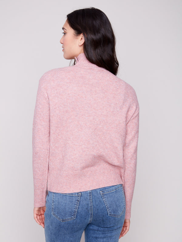 Wool blend mock neck sweater in a lovely primrose shade, perfect for layering by Charlie B.